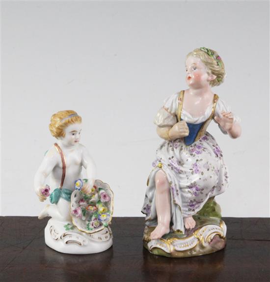 Two Meissen figures, late 19th and early 20th century, 9cm
